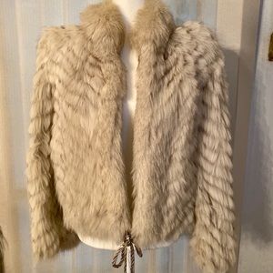 ❄️ Cream with Dark Brown Hairs Real Fur Jacket 🥶
